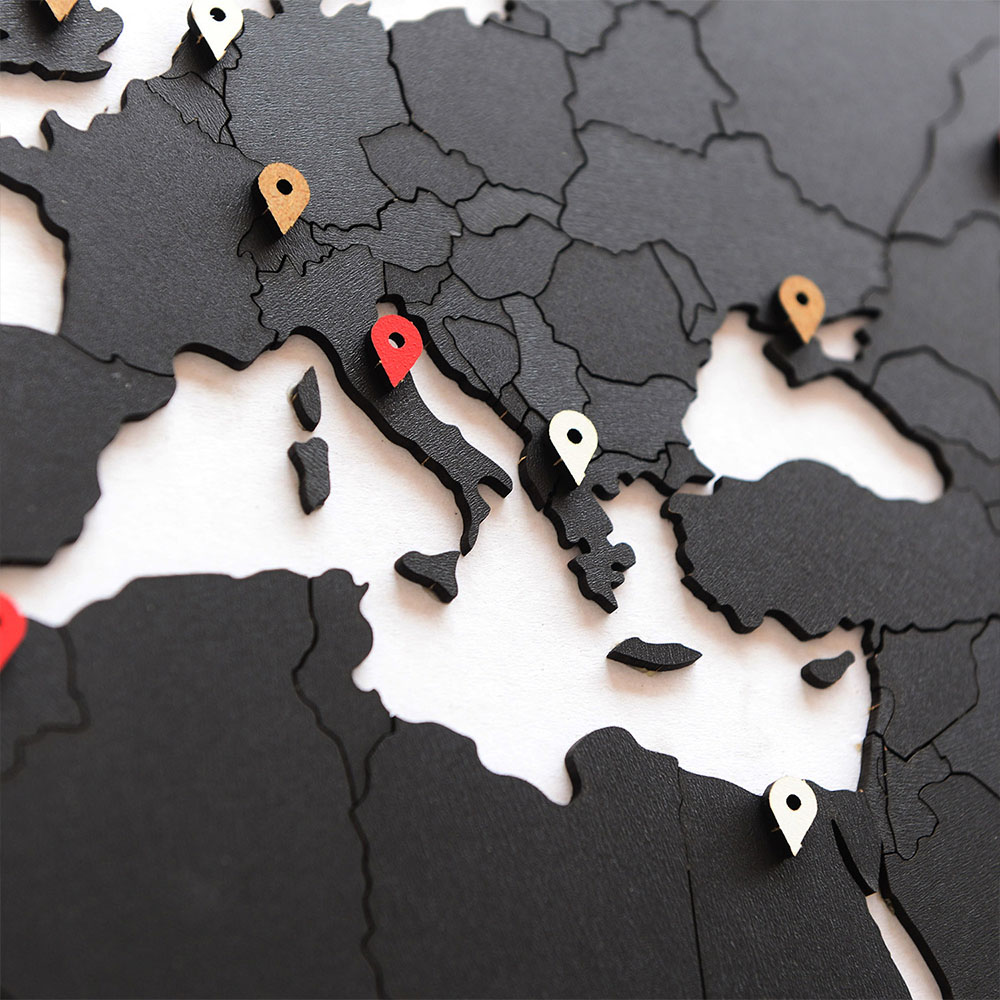 Carte du Monde Noir : Planisphère Déco & Mappemonde noire