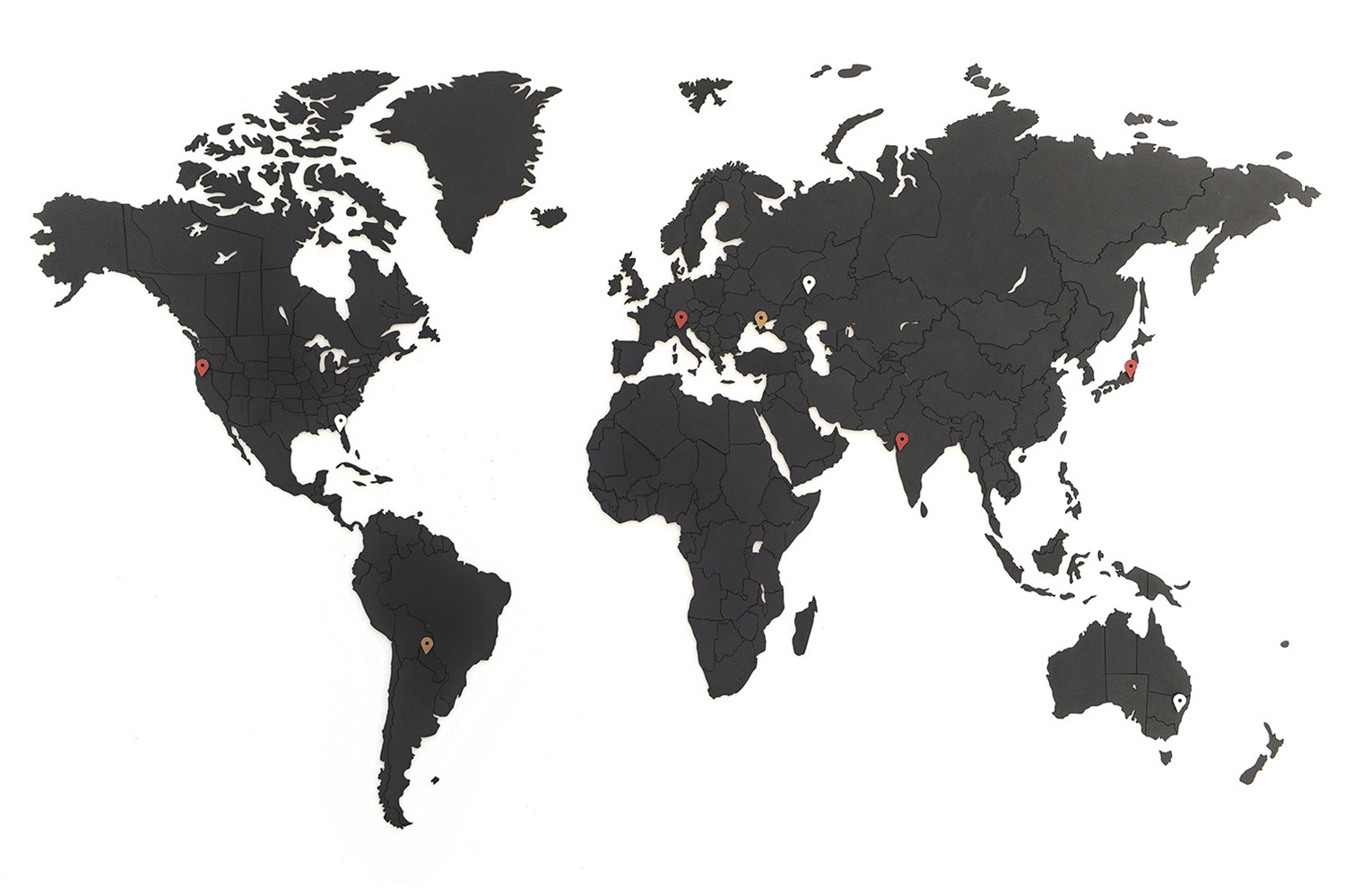 Carte du Monde Noir  Planisphère Déco & Mappemonde noire  WordMap