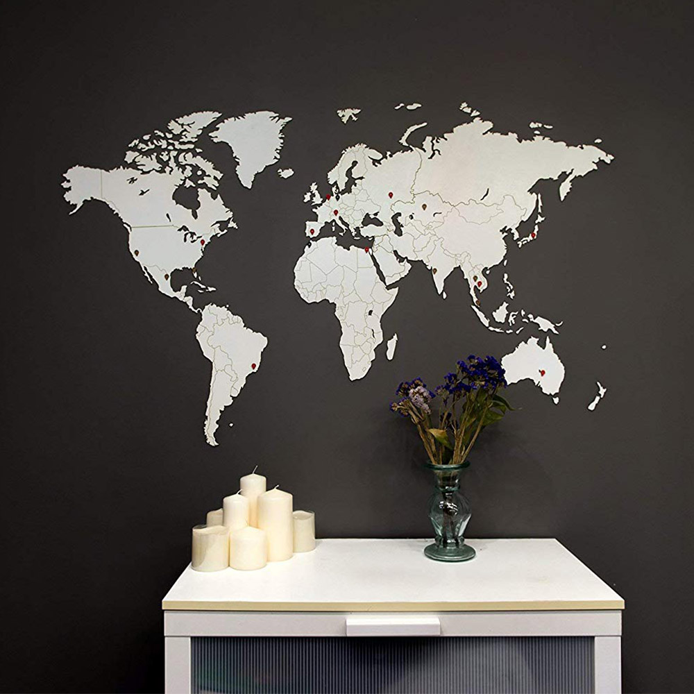 Déco Map Monde : Déco Murale Mappemonde blanche