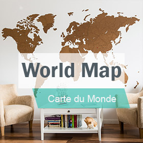 Wandmontierte Weltkarte aus Holz