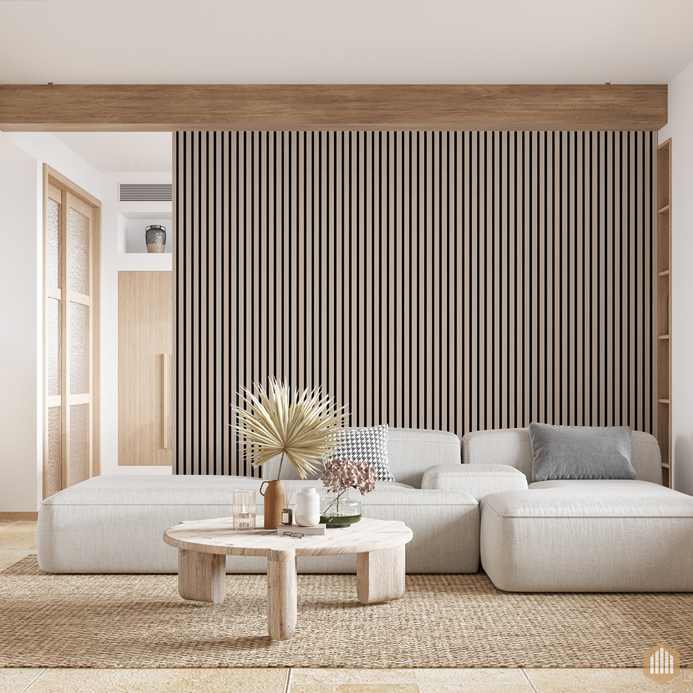 Mur Tasseaux Acoustiques Chêne Blanc - 2400mm x 400mm - Acoustic Panels™